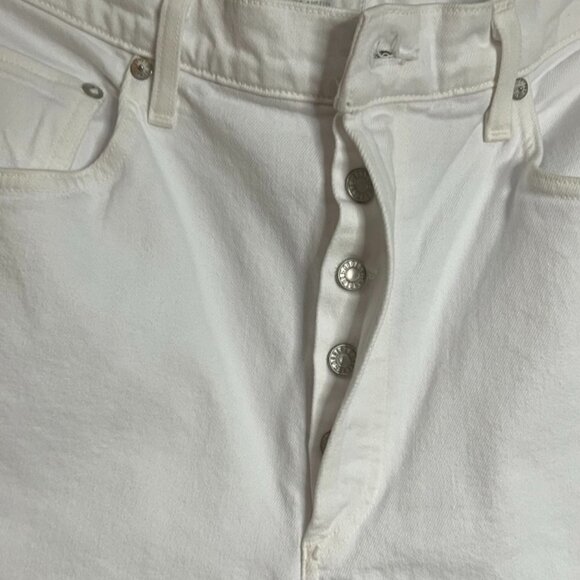 AGOLDE Riley High-Rise Straight Cropped Jeans Button Fly in White Size 32 - Picture 4 of 6